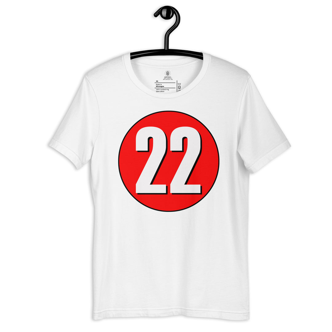 Unisex t-shirt: White on Red 22