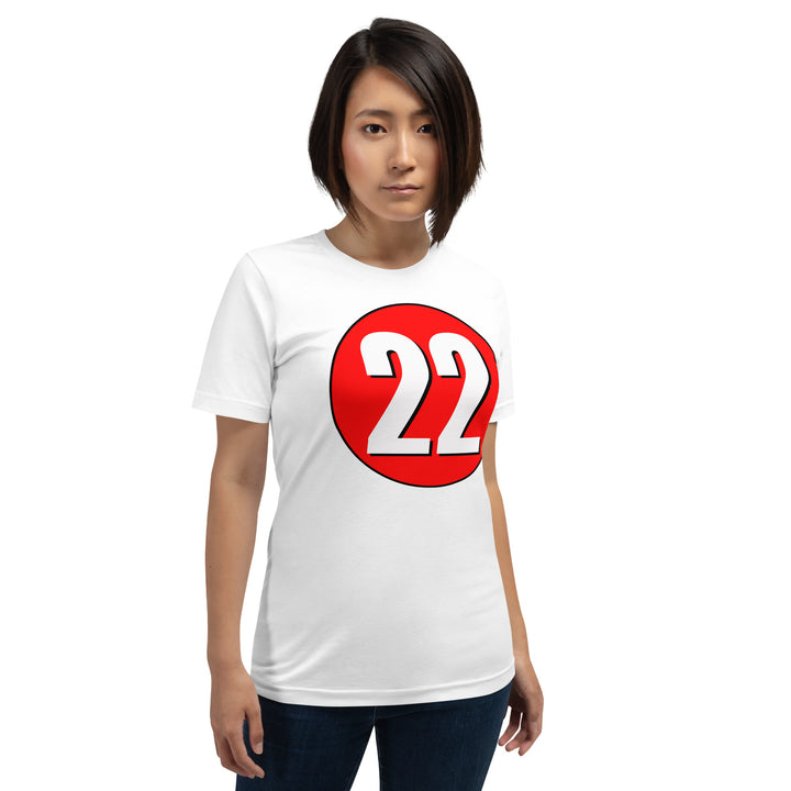 Unisex t-shirt: White on Red 22