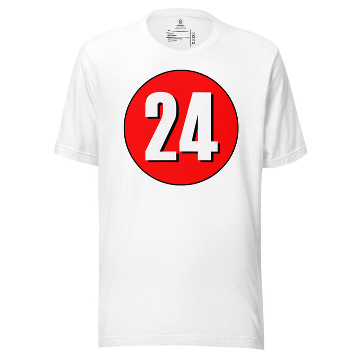 Unisex t-shirt: White on Red 24