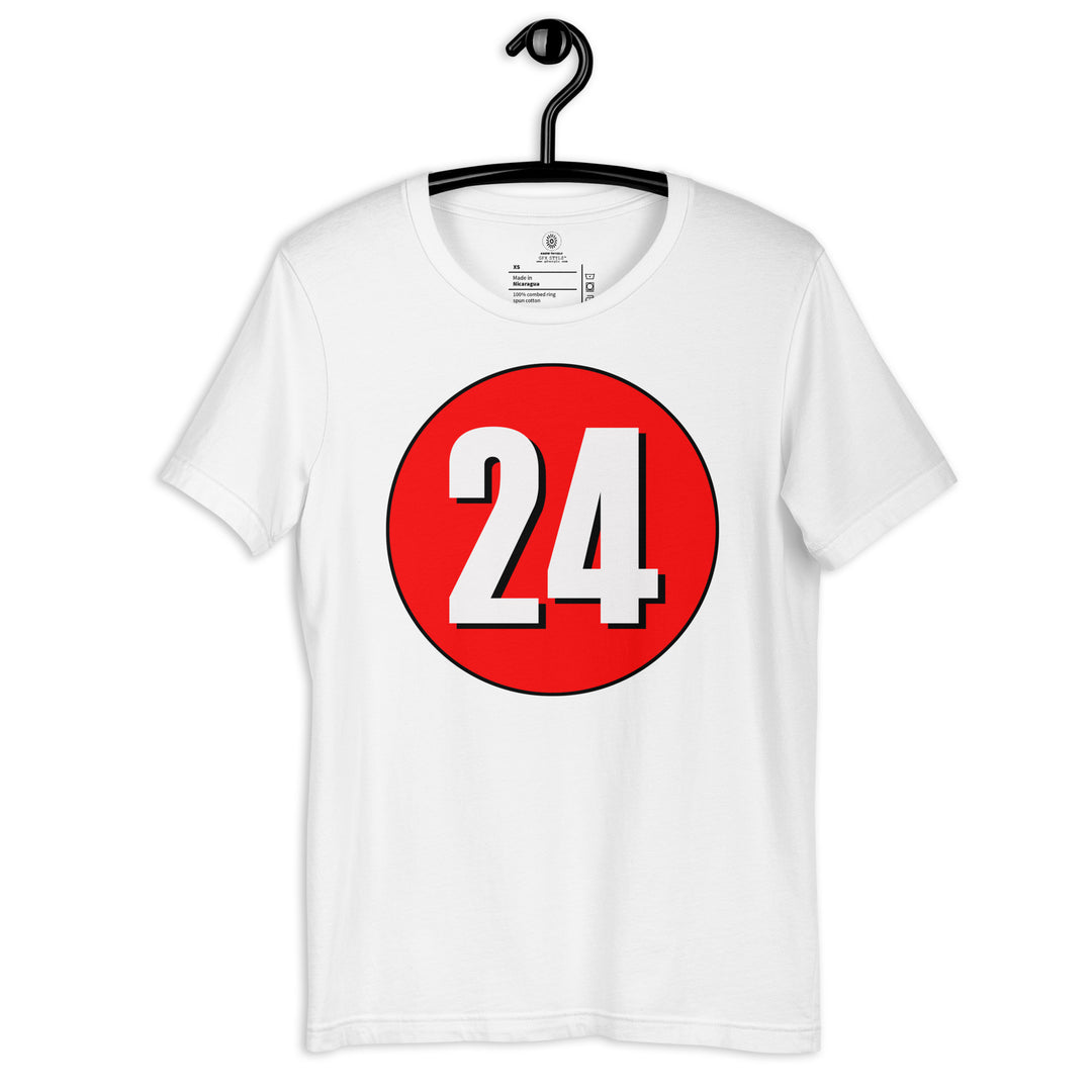 Unisex t-shirt: White on Red 24