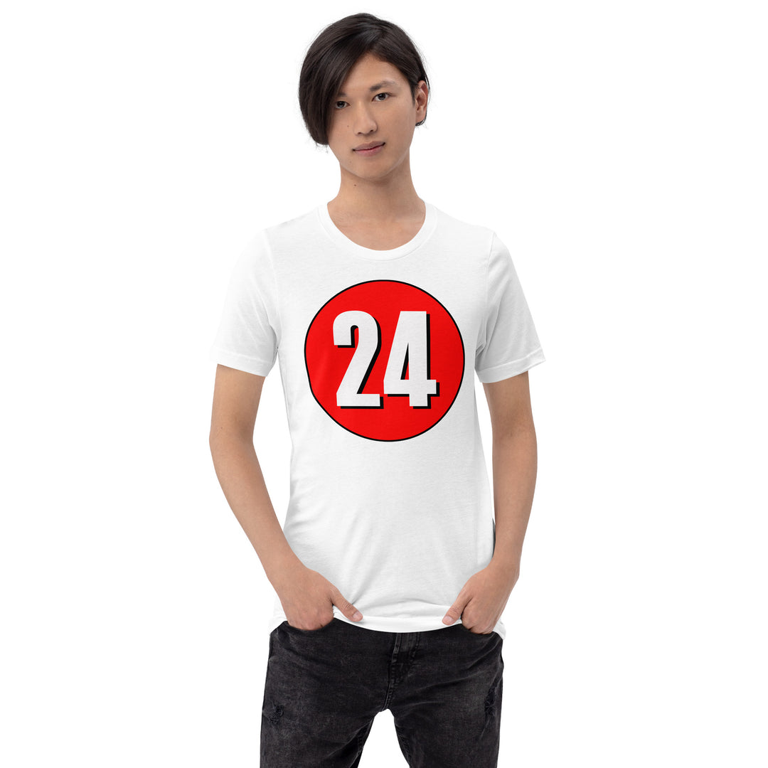 Unisex t-shirt: White on Red 24