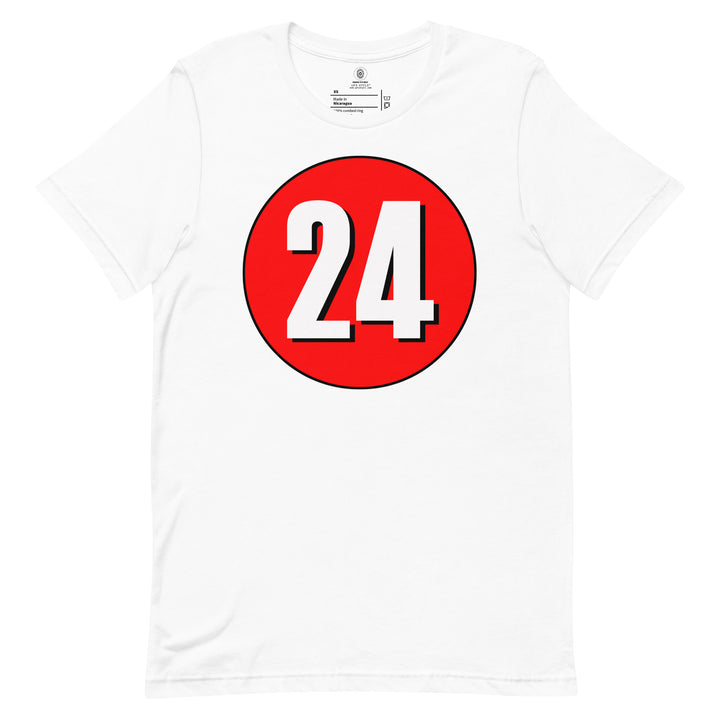 Unisex t-shirt: White on Red 24