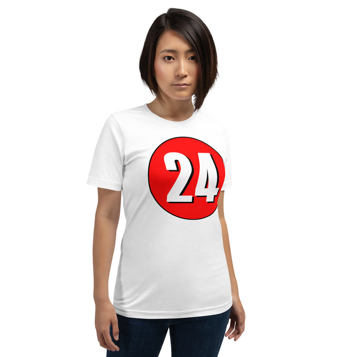 Unisex t-shirt: White on Red 24