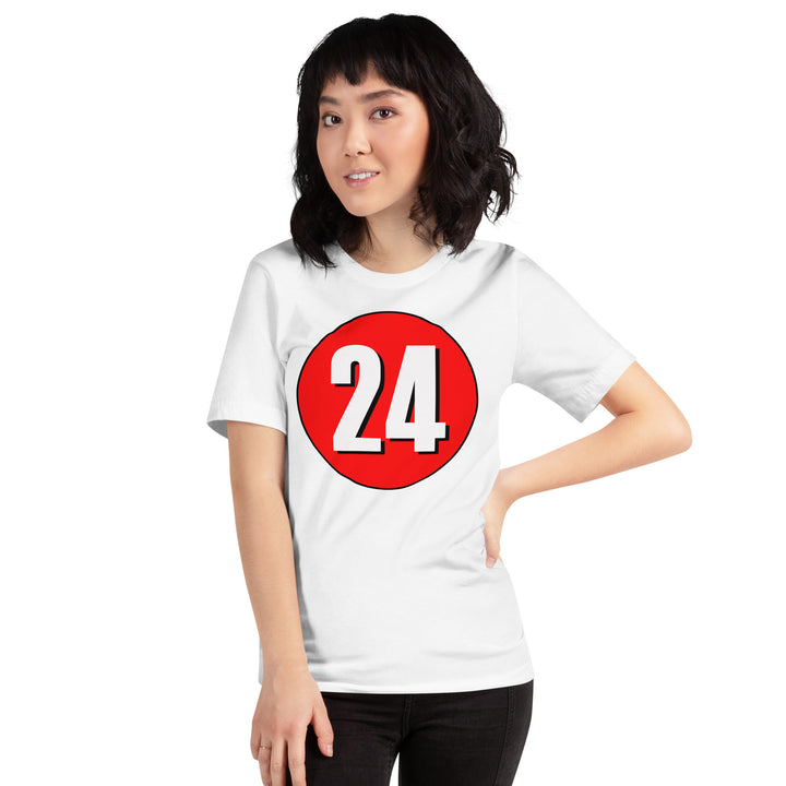 Unisex t-shirt: White on Red 24