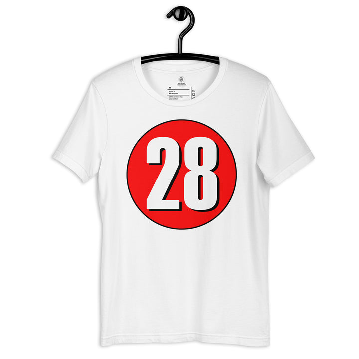 Unisex t-shirt: White on Red 28