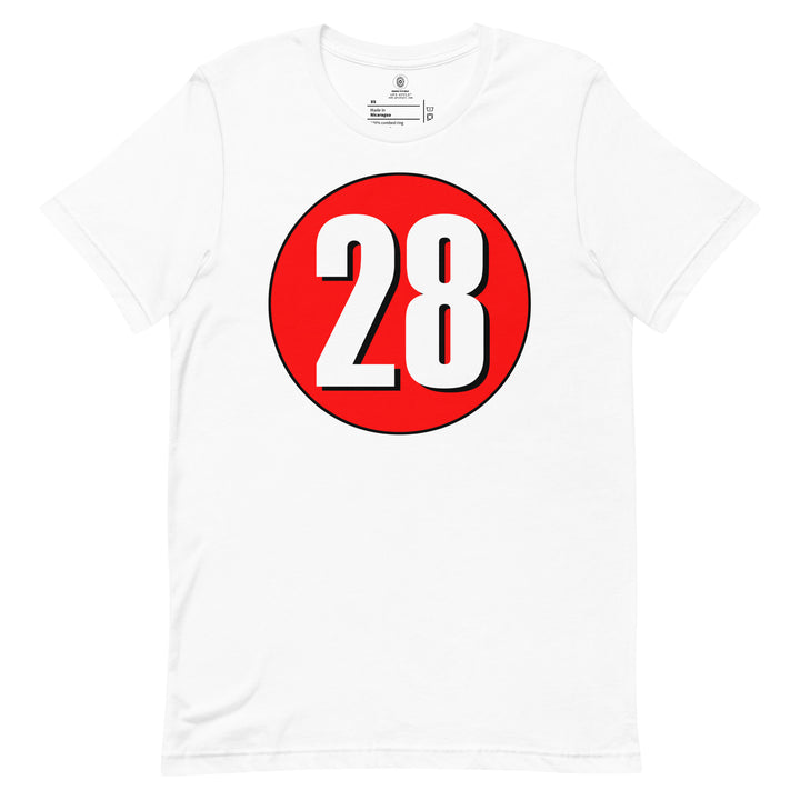 Unisex t-shirt: White on Red 28