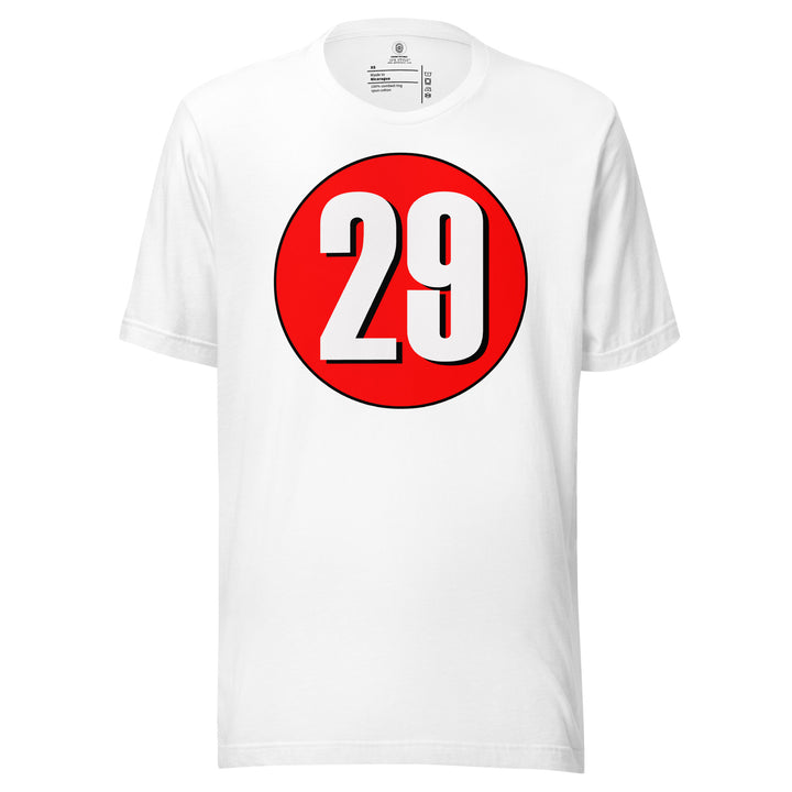 Unisex t-shirt: White on Red 29