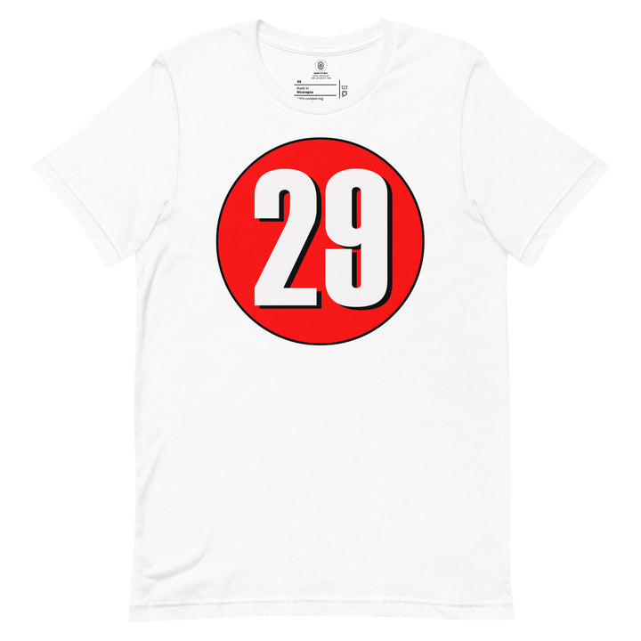 Unisex t-shirt: White on Red 29