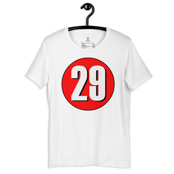 Unisex t-shirt: White on Red 29