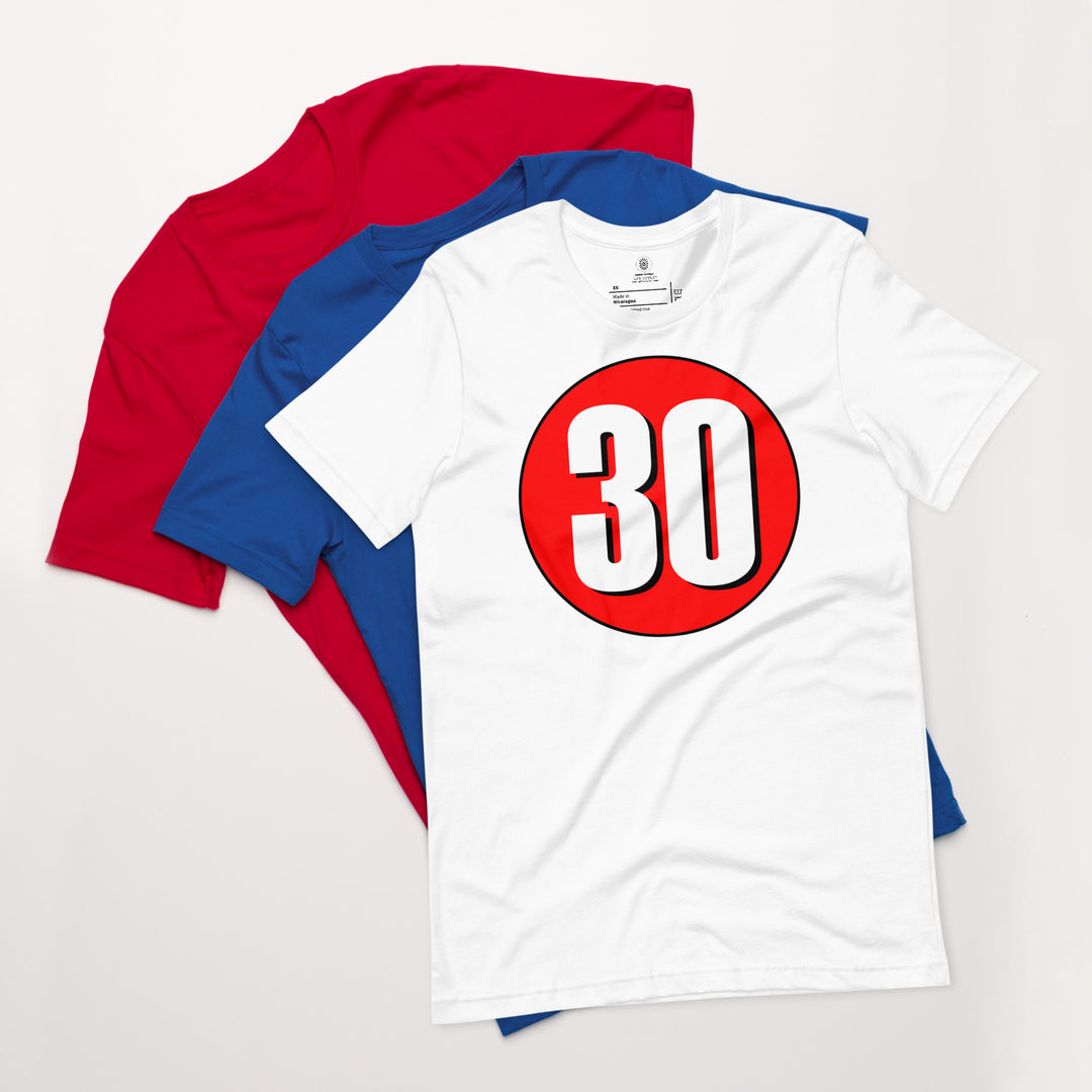 Unisex t-shirt: White on Red 30