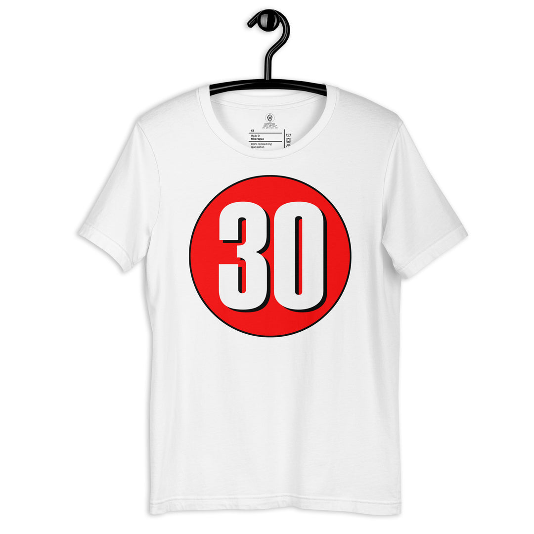 Unisex t-shirt: White on Red 30