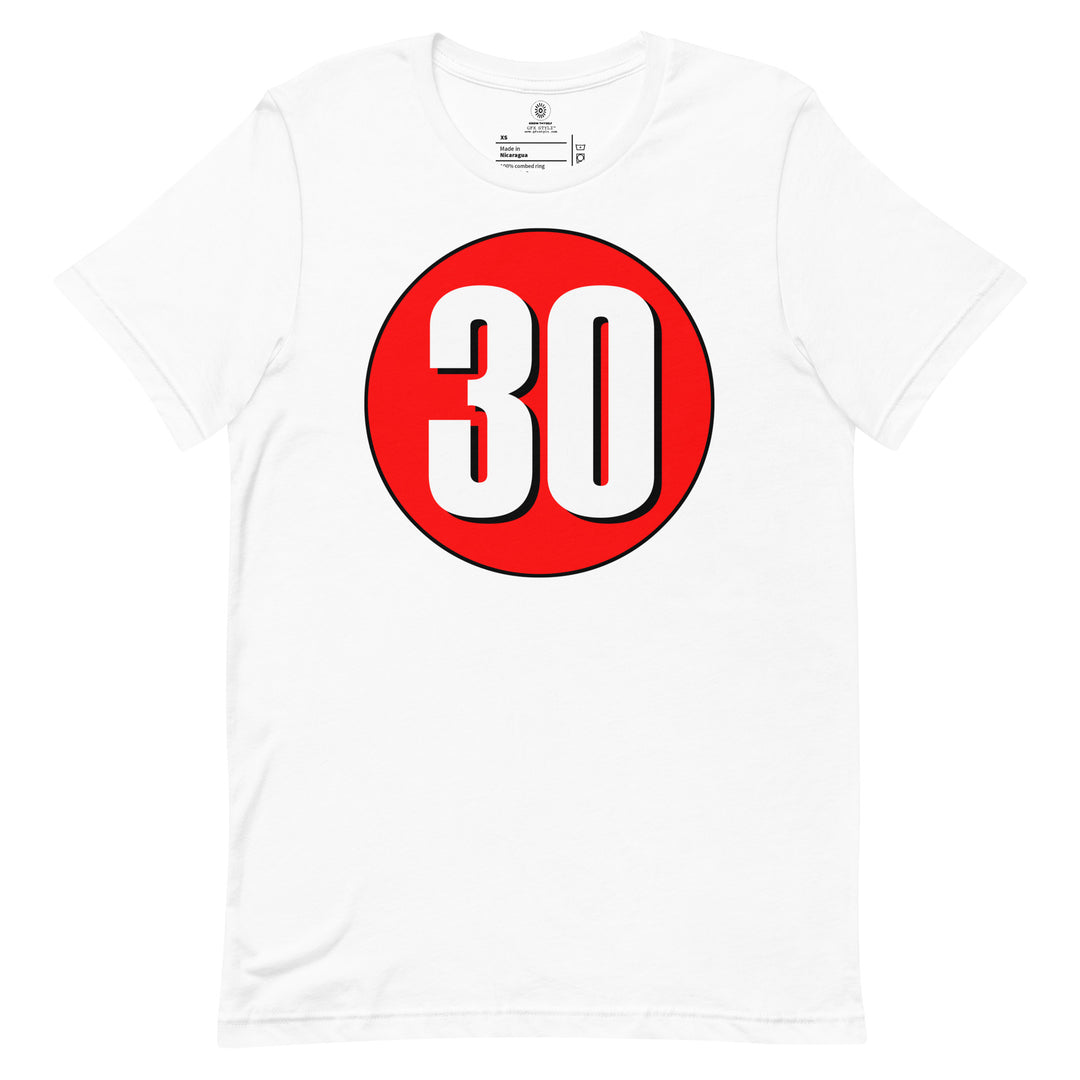 Unisex t-shirt: White on Red 30