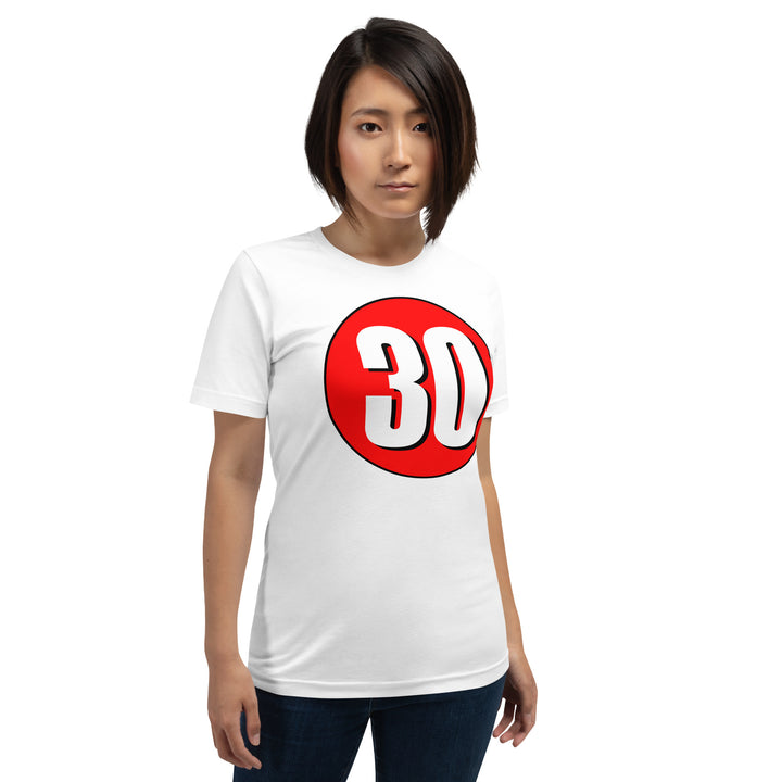 Unisex t-shirt: White on Red 30