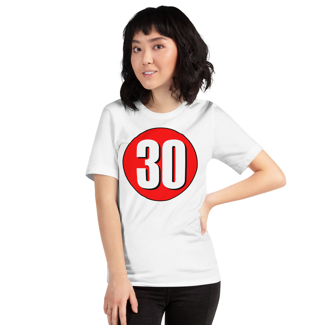 Unisex t-shirt: White on Red 30