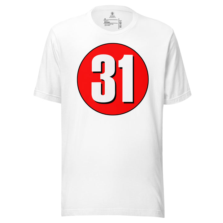 Unisex t-shirt: White on Red 31