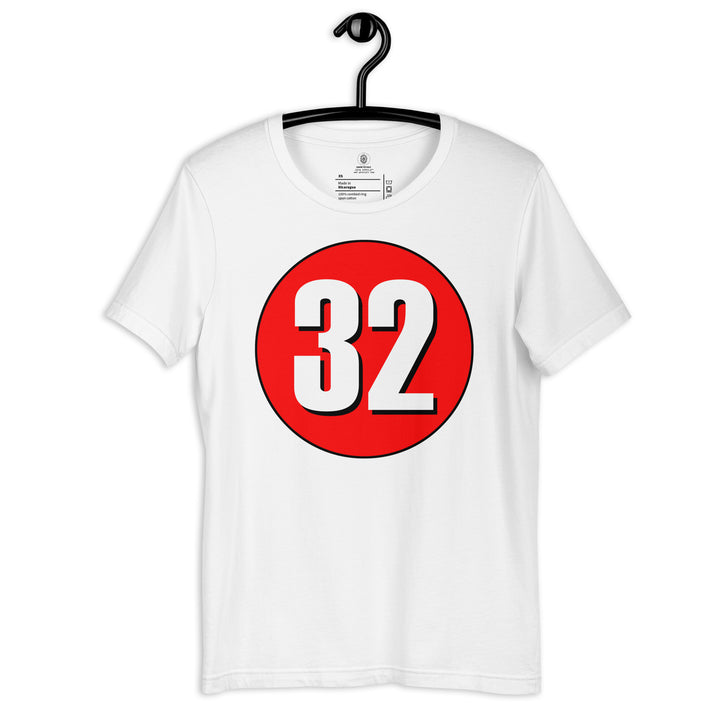 Unisex t-shirt: White on Red 32