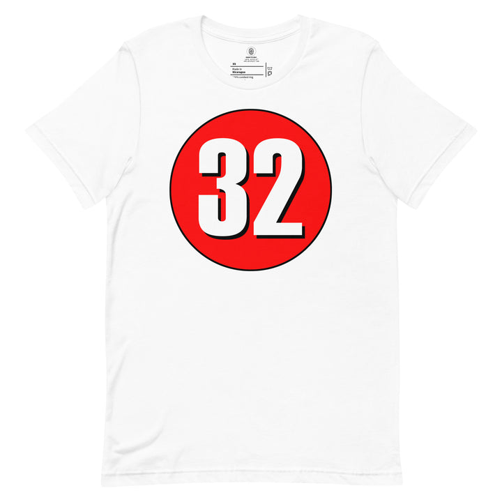 Unisex t-shirt: White on Red 32