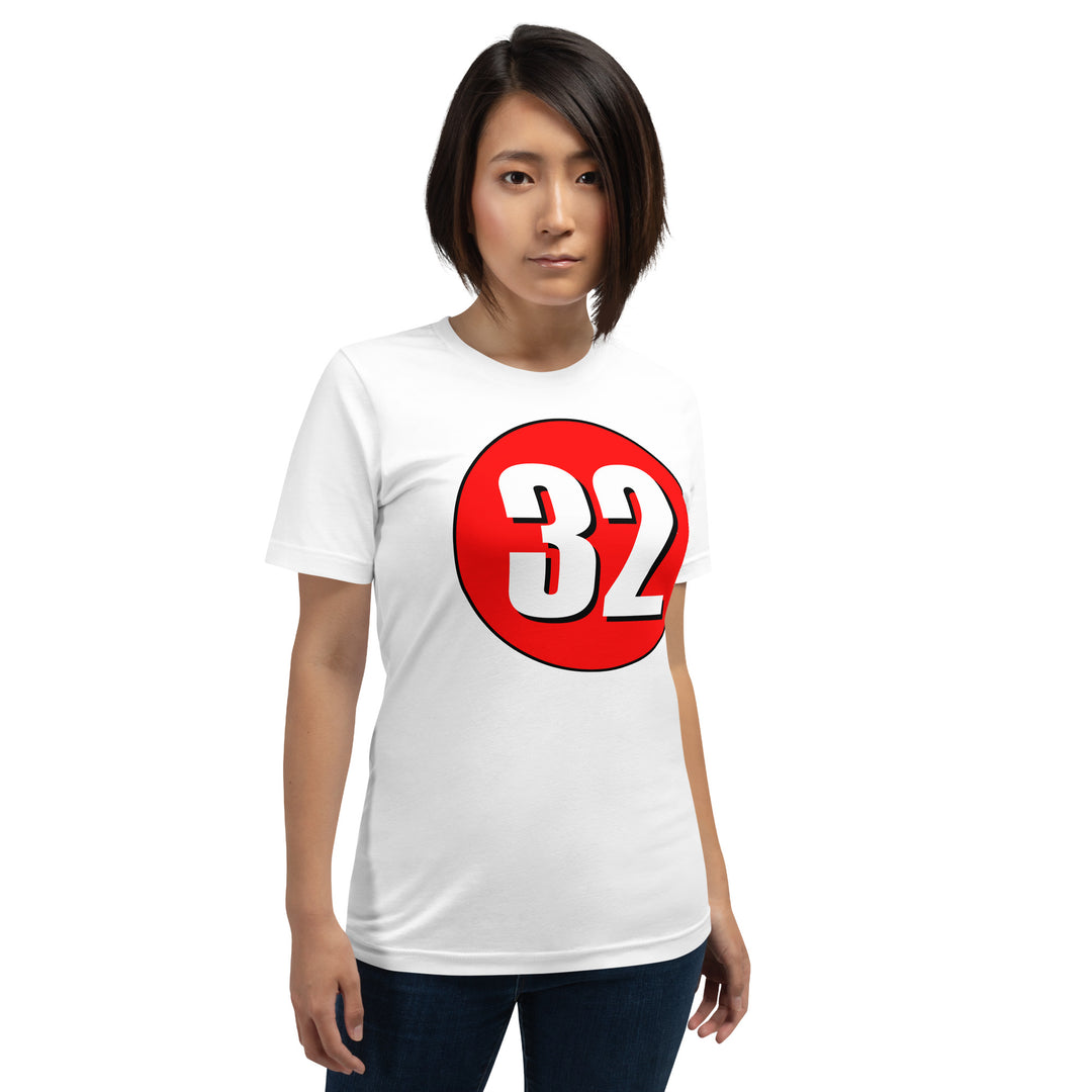 Unisex t-shirt: White on Red 32