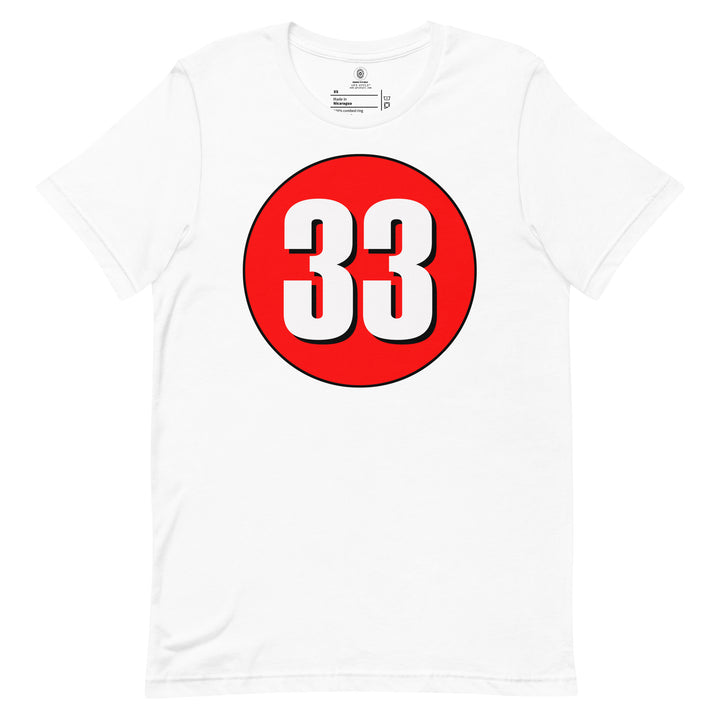 Unisex t-shirt: White on Red 33