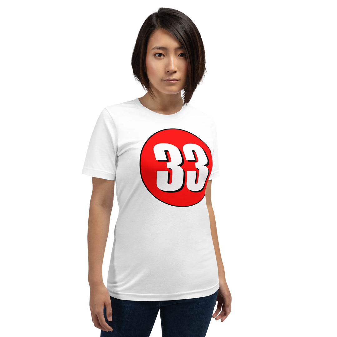 Unisex t-shirt: White on Red 33