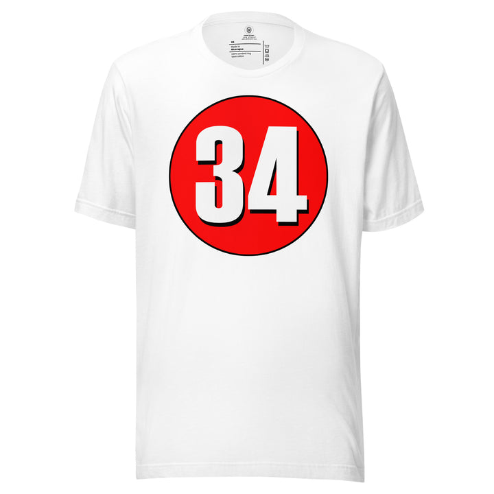 Unisex t-shirt: White on Red 34