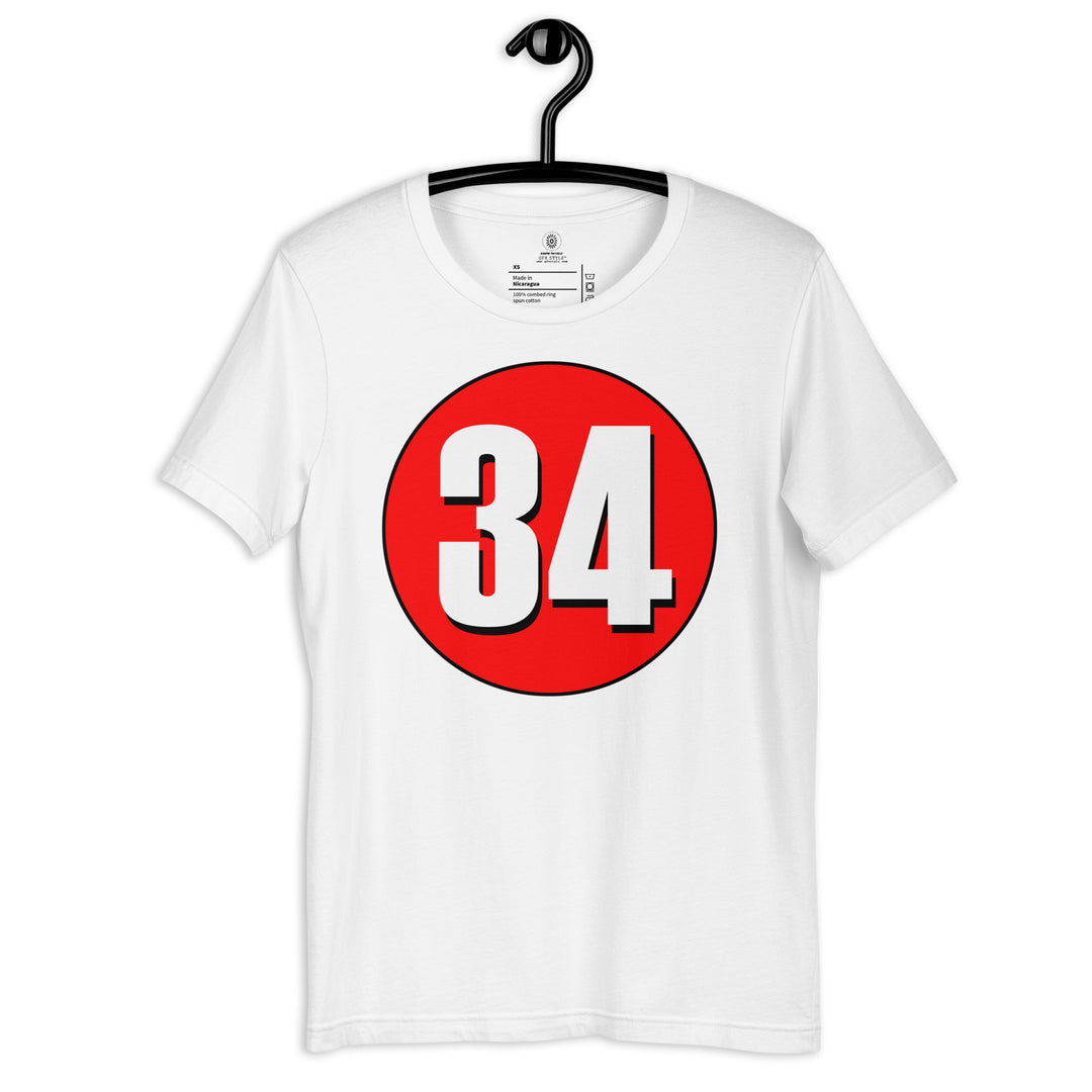 Unisex t-shirt: White on Red 34