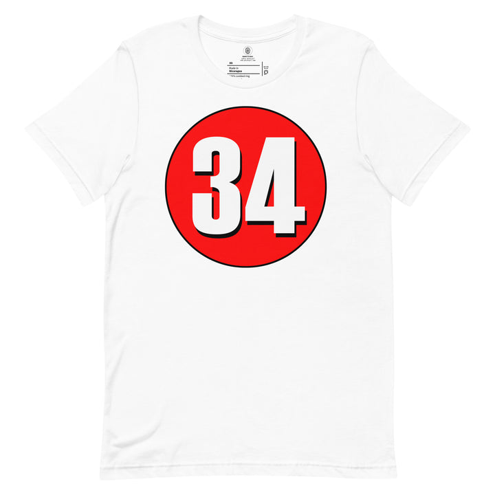 Unisex t-shirt: White on Red 34