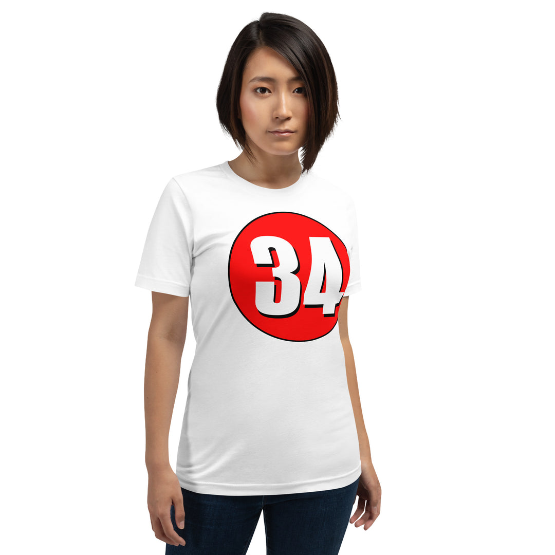 Unisex t-shirt: White on Red 34