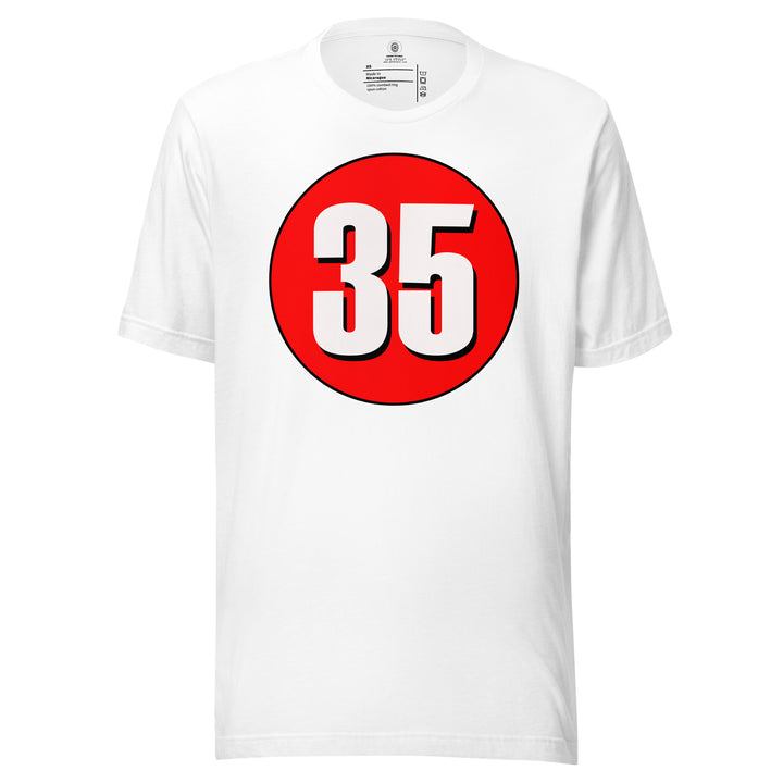 Unisex t-shirt: White on Red 35