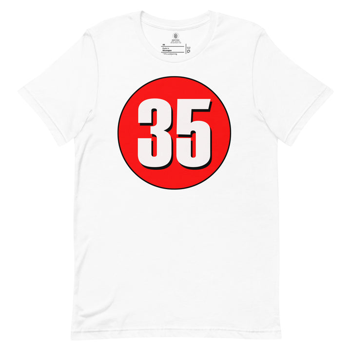 Unisex t-shirt: White on Red 35