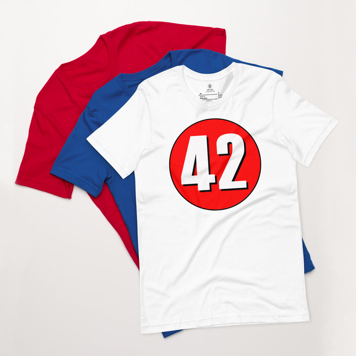 Unisex t-shirt: White on Red 42