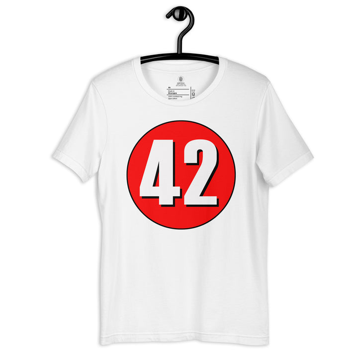 Unisex t-shirt: White on Red 42