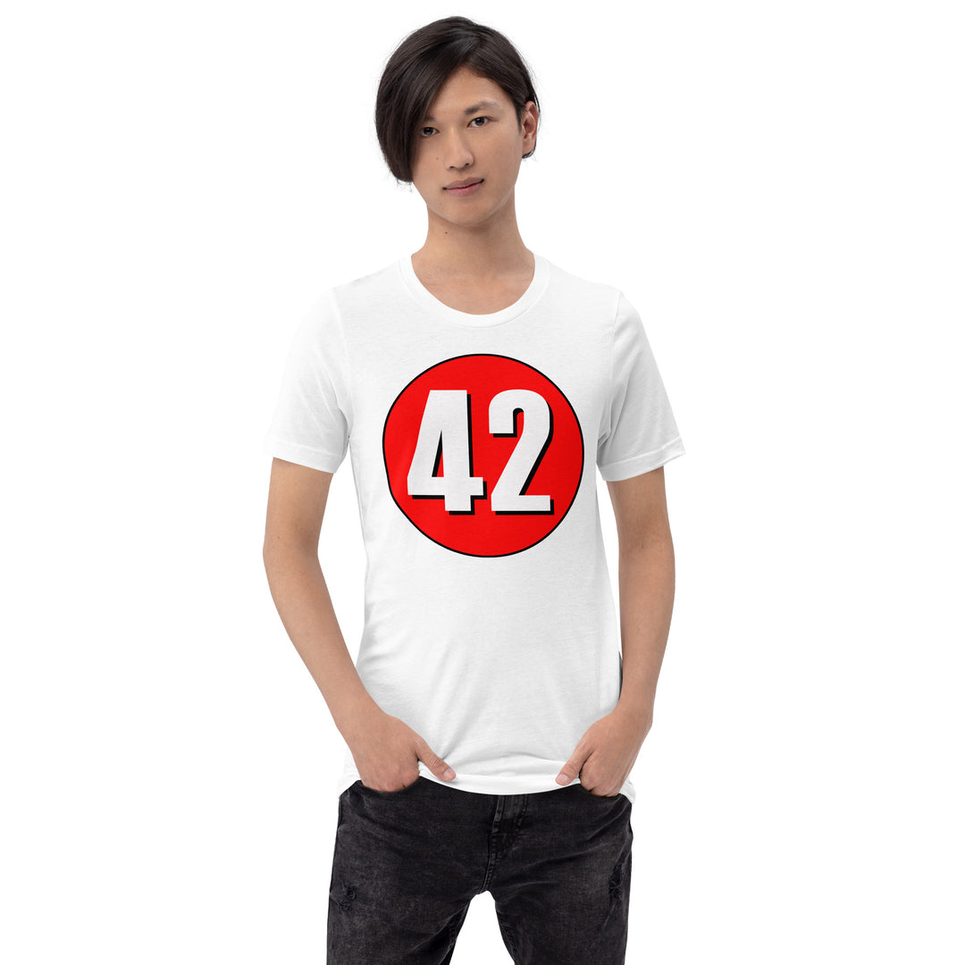 Unisex t-shirt: White on Red 42