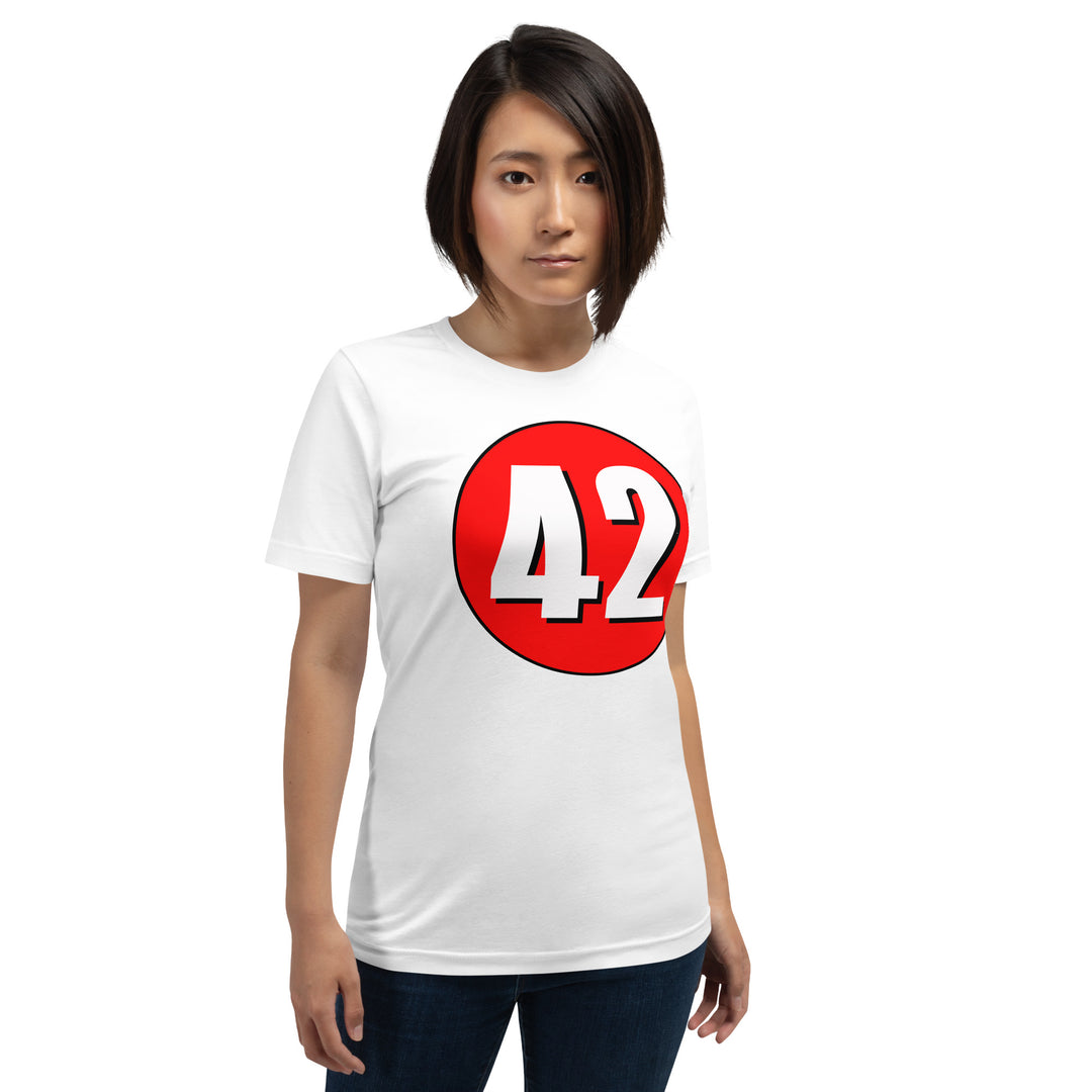 Unisex t-shirt: White on Red 42