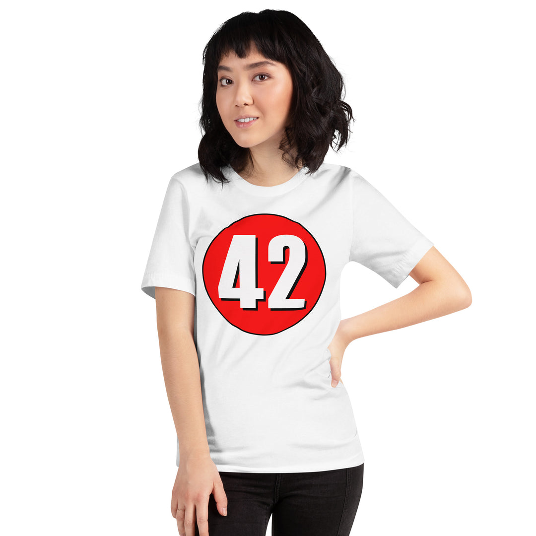 Unisex t-shirt: White on Red 42