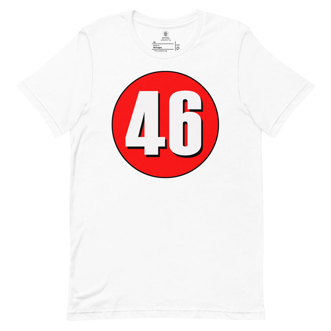 Unisex t-shirt: White on Red 46