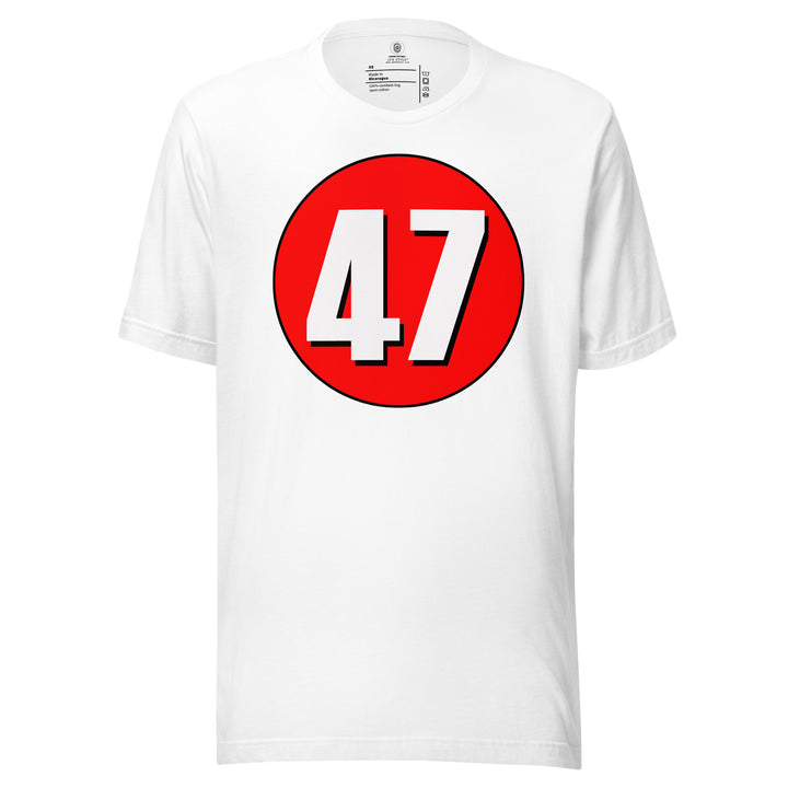 Unisex t-shirt: White on Red 47