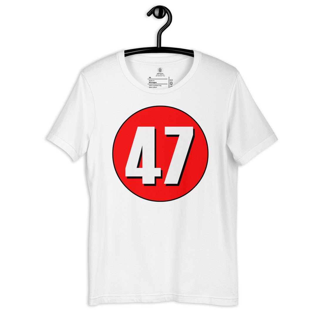 Unisex t-shirt: White on Red 47