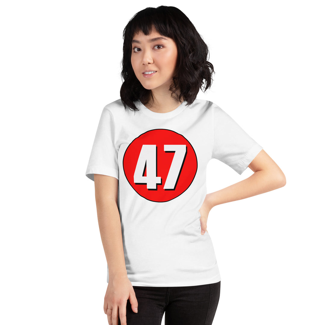 Unisex t-shirt: White on Red 47