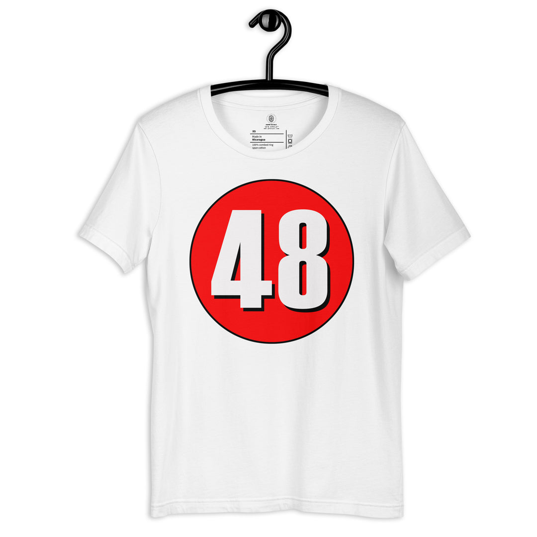 Unisex t-shirt: White on Red 48