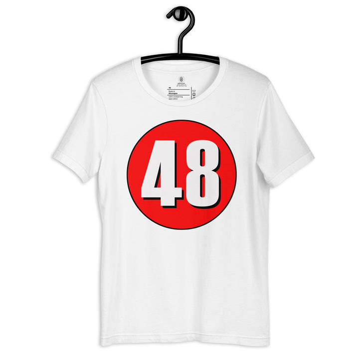 Unisex t-shirt: White on Red 48