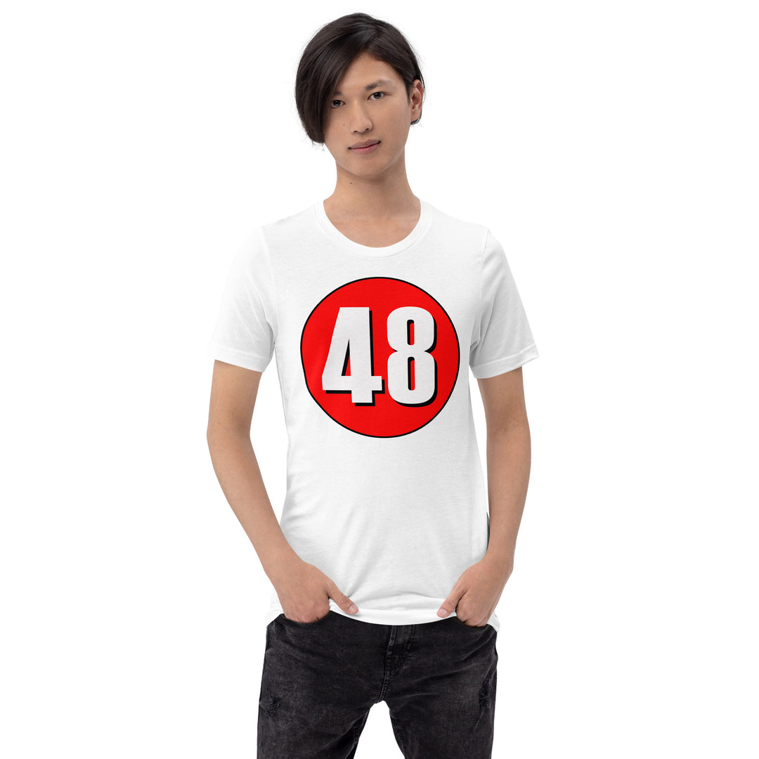 Unisex t-shirt: White on Red 48