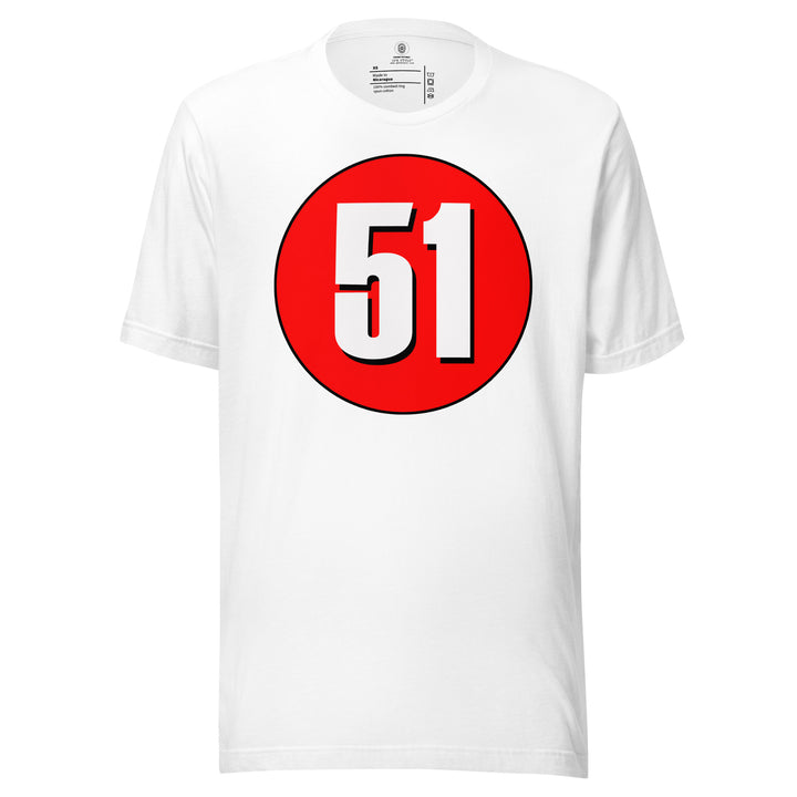 Unisex t-shirt: White on Red 51