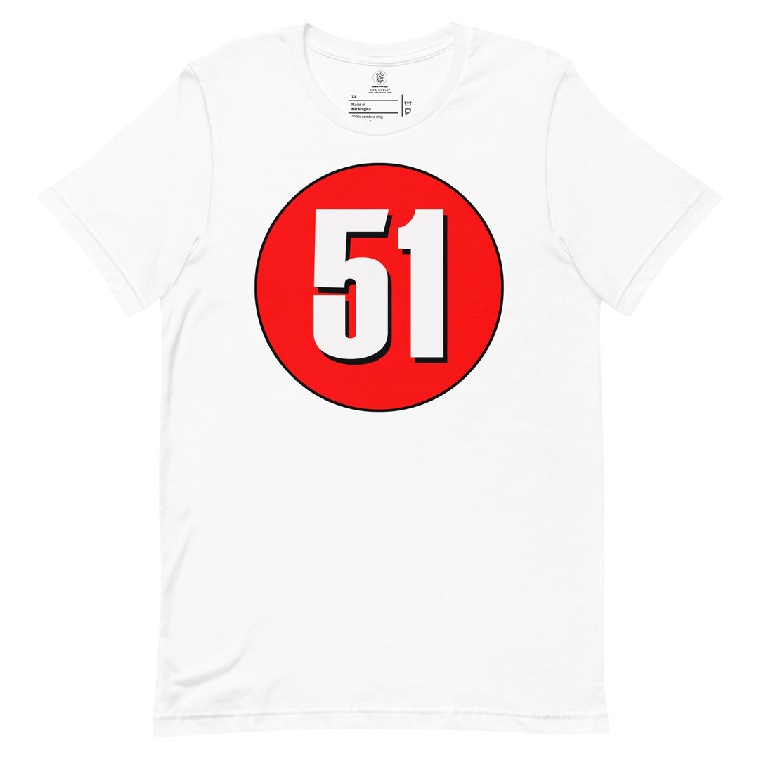 Unisex t-shirt: White on Red 51