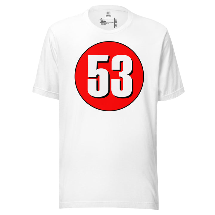 Unisex t-shirt: White on Red 53