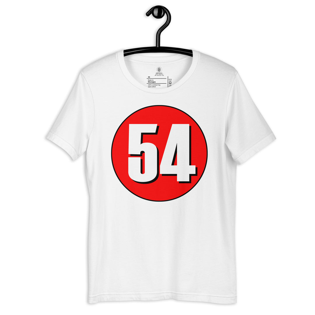 Unisex t-shirt: White on Red 54