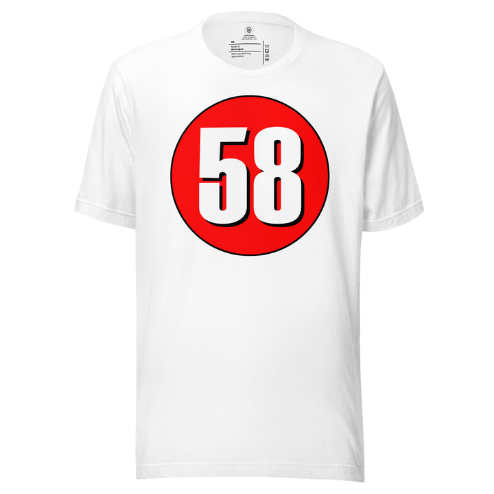 Unisex t-shirt: White on Red 58