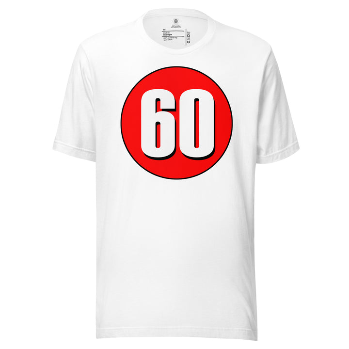 Unisex t-shirt: White on Red 60