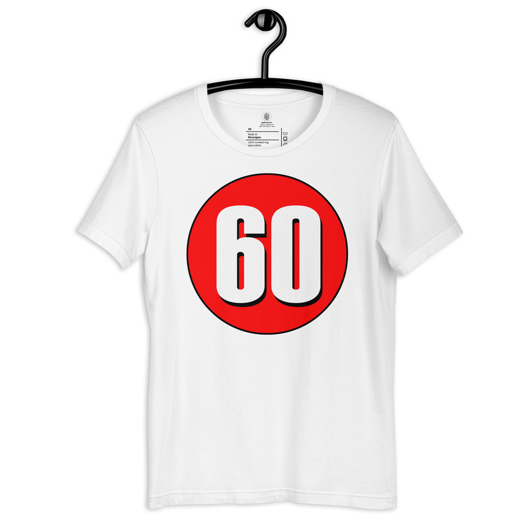 Unisex t-shirt: White on Red 60