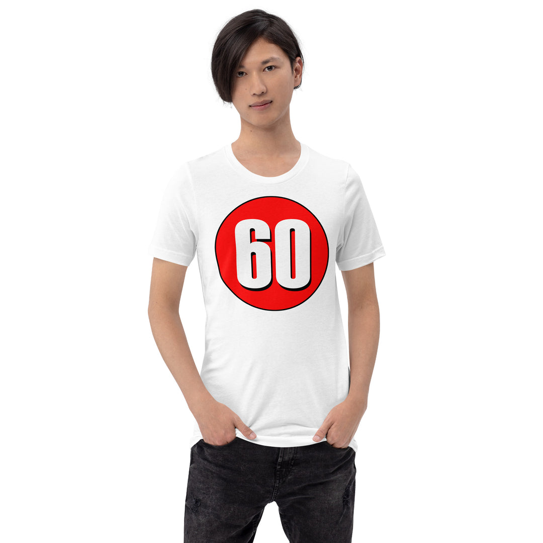 Unisex t-shirt: White on Red 60